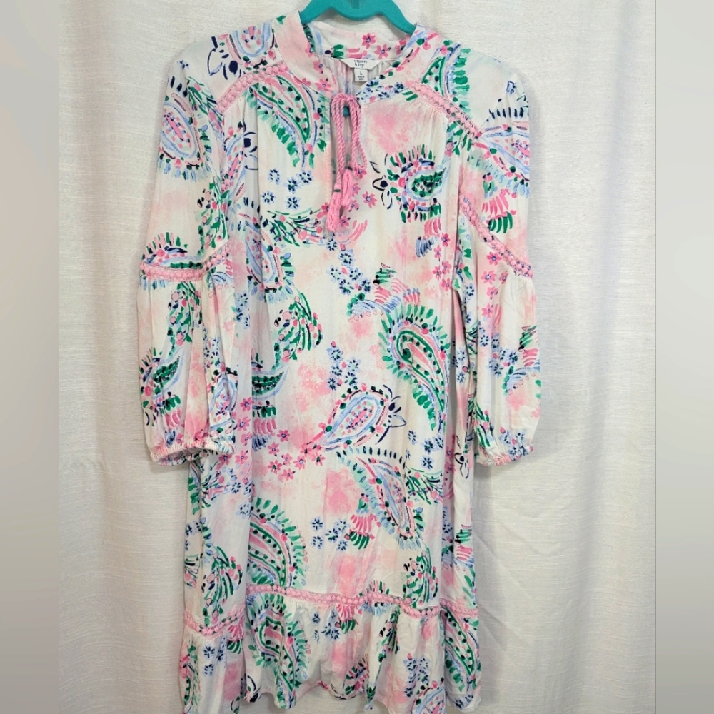 Crown And Ivy Paisley Floral Pink and Green Women's Dress